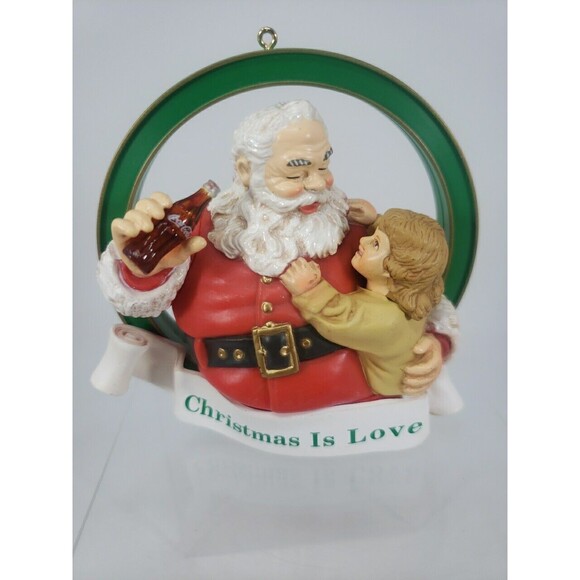 Coca-Cola Trim A Tree Collection 1938 Santa with Girl Christmas Ornament 1990 - Picture 10 of 16